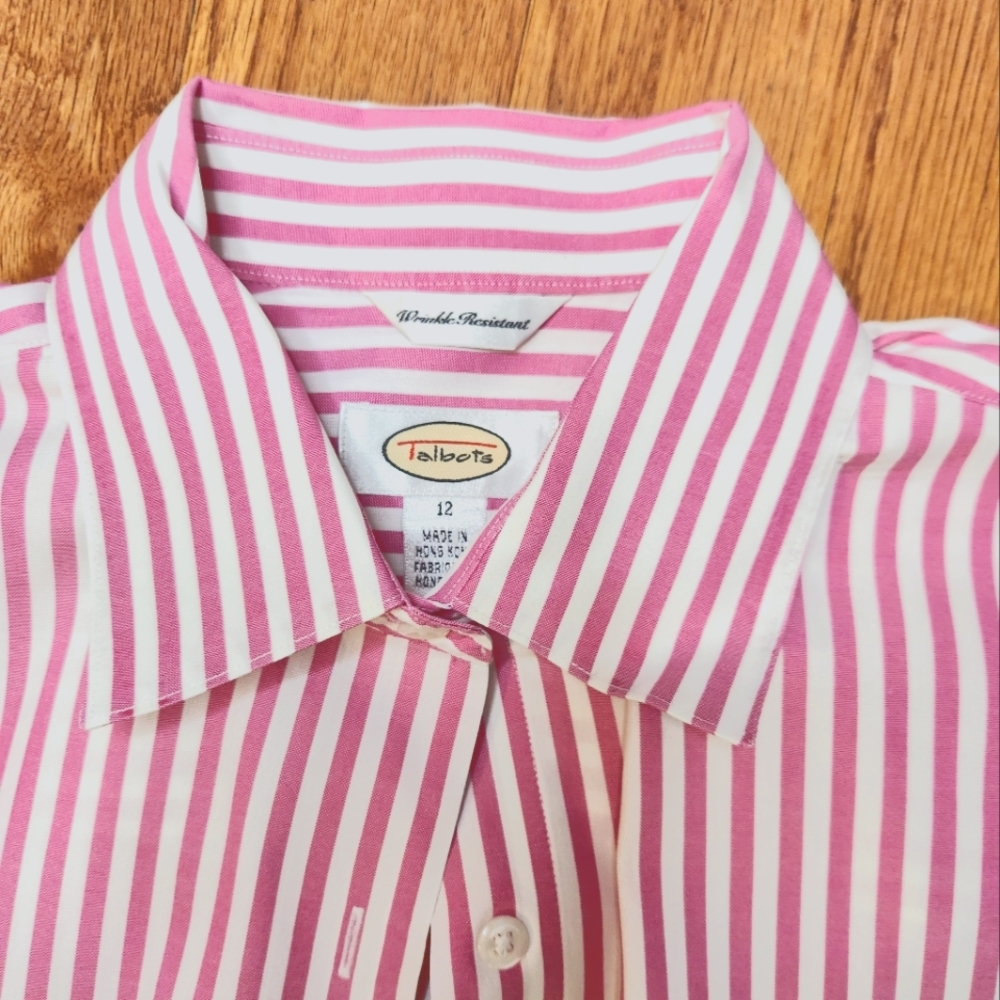 Talbot's Pink Striped Button down Shirt Size 12